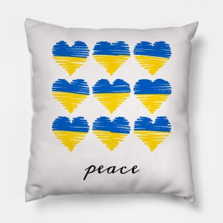 Ukrainian Flag color hand drawn heart, Peace for Ukraine Pillow