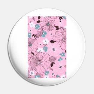 Beautiful drawing flowers leaves Purple Pink Watercolor Seamless Abstract pattern Floral Pin