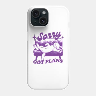 Sorry Got Plans Retro Graphic T-Shirt, Vintage Unisex Adult T Shirt, Vintage Kitten T Shirt, Nostalgia Cat Phone Case