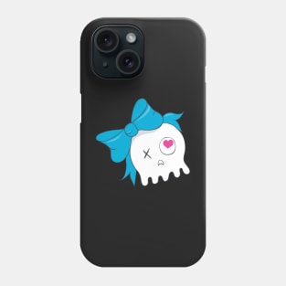 Cute Skull with Blue Bow Phone Case