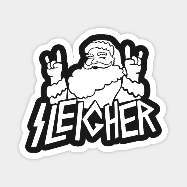 Santa goes Metal Santa Sleigher Funny Christmas for Metalheads Magnet by SusanaDesigns