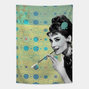 Audrey Hepburn Smoking. Tapestry