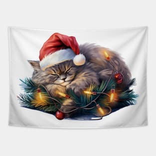 Lazy Persian Cat At Christmas Tapestry