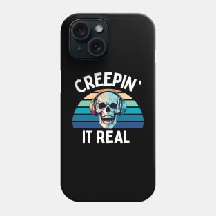 Creepin' it real retro halloween style -cool retro skull design for halloween Phone Case