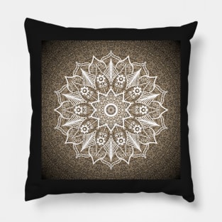 Arabesque Mandala Indian Tibetan White and Golden Pillow