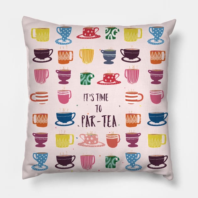 Partea cups Pillow by Guncha Kumar