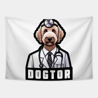 Dogtor Funny Veterinarian Doodle Owner Man Women Birthday Tapestry