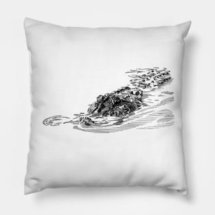 Crocodile Ink Drawing Pillow