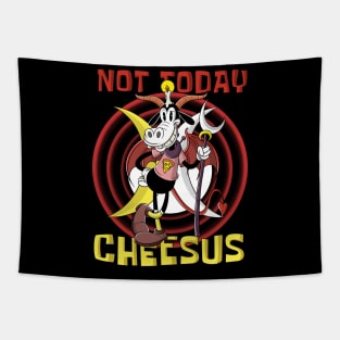 Not Today Cheesus Belzebuth or Beelzebub Baphomet friend Tapestry