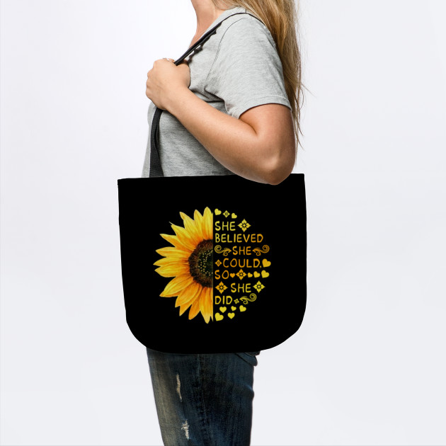 She Believed She Could So She Did Hippie Flower Children Tote