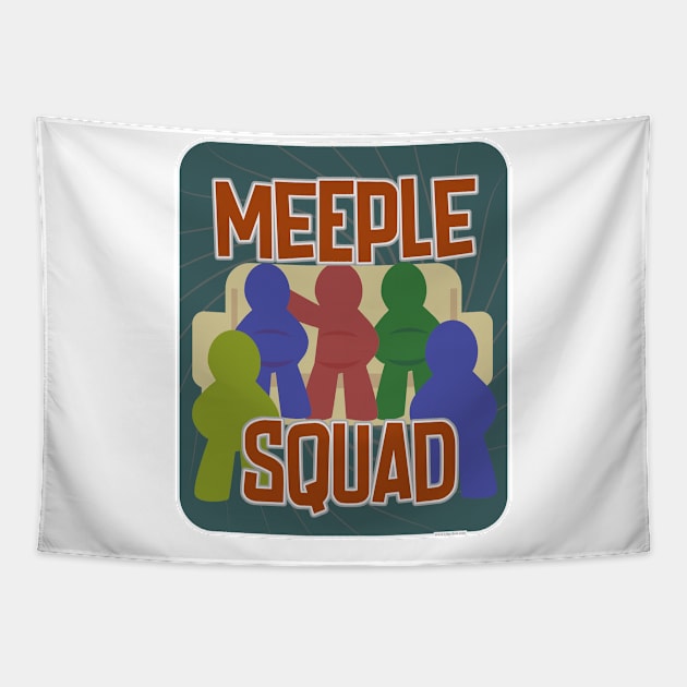 Meeple Squad Fun Boardgame Meeple Slogan Tapestry by Tshirtfort