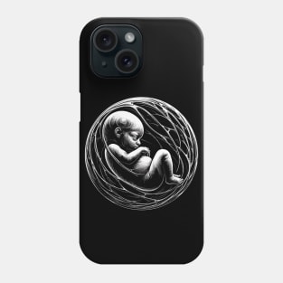 Monochromatic Black And White Embryology Outline Phone Case