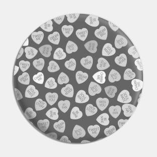 Grey Monotone Candy Hearts Pin