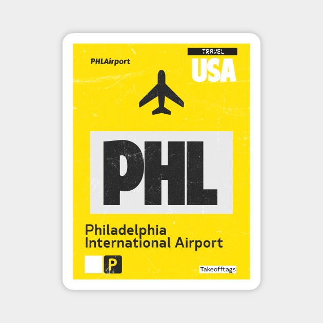 PHL Philadelphia airport yellow Magnet by Woohoo