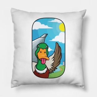 duck cartoon tongue plane window Pillow