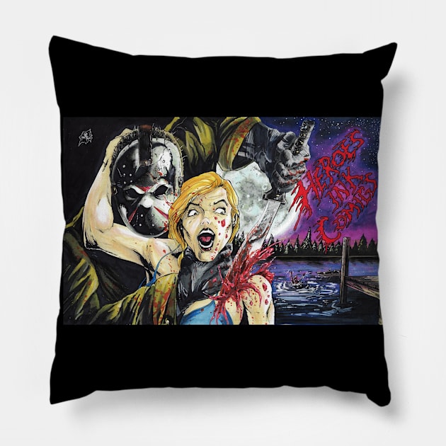 Jason Vorhees Friday The 13th by Michael Mettlen Art in association with Heroes Ink Comics store Pillow by Michael Mettlen Art