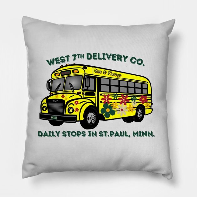 Minnesota Wild West 7th Delivery Co. Gus Bus. and Flower 1 Pillow by SiebergGiftsLLC