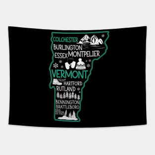 Vermont Colchester cute map Burlington Essex Rutland Bennington Brattleboro Hartford Tapestry