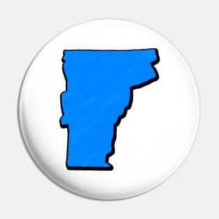 Bright Blue Vermont Outline Pin