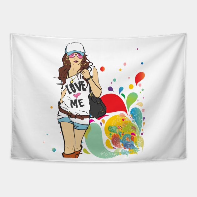 Love Me Fashion Girl Tapestry by G-Art Swiss