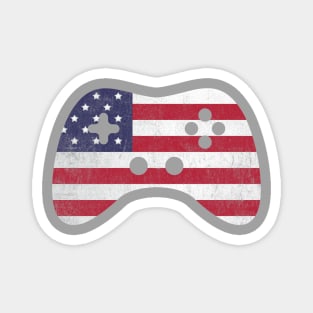 American Gamer Vintage USA Flag Video Game Controller Gamer Magnet