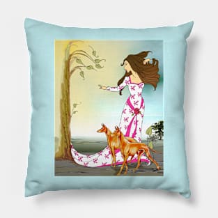 goddess fantasy with pharaoh hounds Pillow