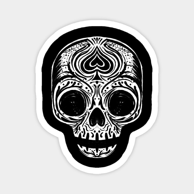 Sugar Skull - black and white Magnet by RudeOne