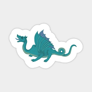 Blue Turquoise Dragon and Wing Pattern Magnet