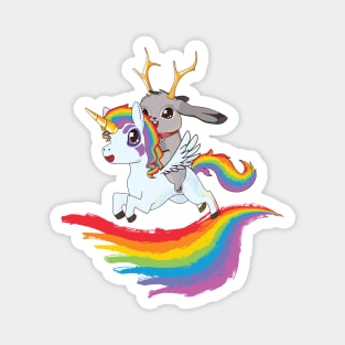 Pink Jackalope on a Unicorn Magnet