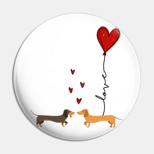 Dachshund Couple With Love Heart Valentines Day Pin