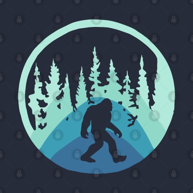 Bigfoot in Teal Forest by Slightly Unhinged
