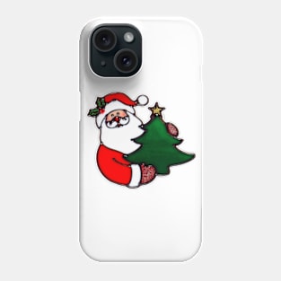 Santa holding a Christmas tree Phone Case