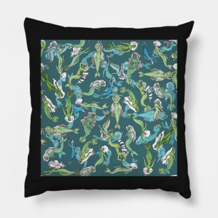 Green Mermaids Forever Pillow