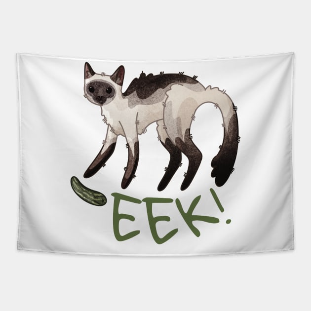 Eek! - Cat versus cucumber Tapestry by Feline Emporium