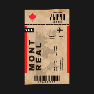 Montreal Boarding Pass Québec Canada YUL Destination Ticket T-Shirt