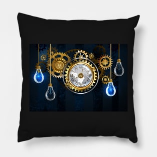 Steampunk Watches and Bulbs Pillow