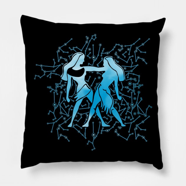 Gemini Zodiac Sign Air Element Pillow by Nartissima