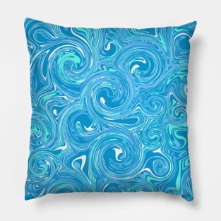 Abstract Liquid Circle -Blue Water Pillow