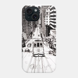 Cable Car San Francisco Cityscape USA Pen and Ink Illustration Phone Case