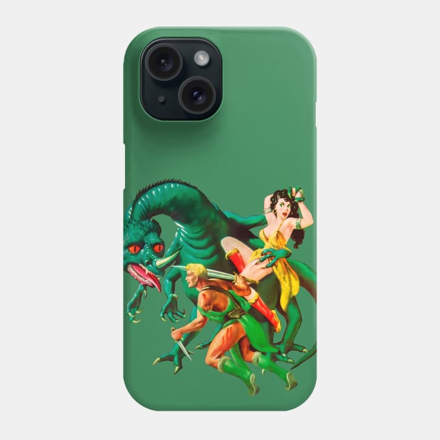 Reptile Monster Retro Vintage Comic Horned Dragon Cover Book Imaginative Tales Enemy of the Qua Pulp Fiction Pin Up Girl Horror Alien Phone Case by REVISTANGO
