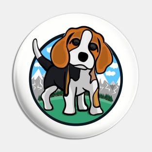 Adorable Beagle Puppy in Nature Pin