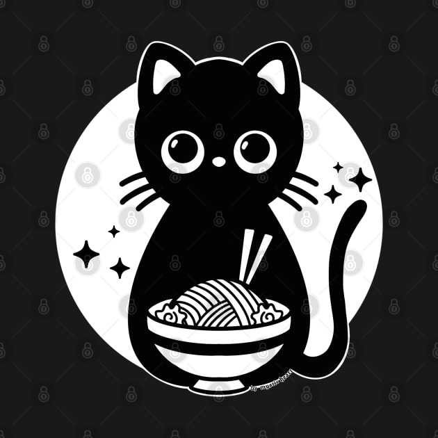 kawaii vintage style japenese ramen cat by Mystic Heart