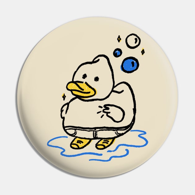 Stick Figure Cute Duck Making Peace Sign Pin by Mrkedi