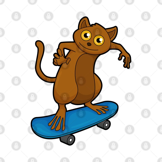 Tarsier as Skater with Skateboard by Markus Schnabel