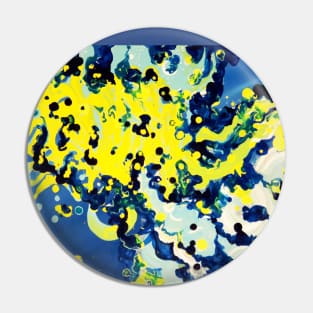 Blue Yellow Liquid Art Pin