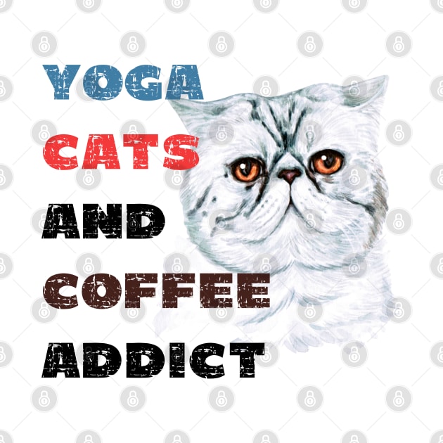 Yoga cats and coffee addict funny quote for yogi by Red Yoga