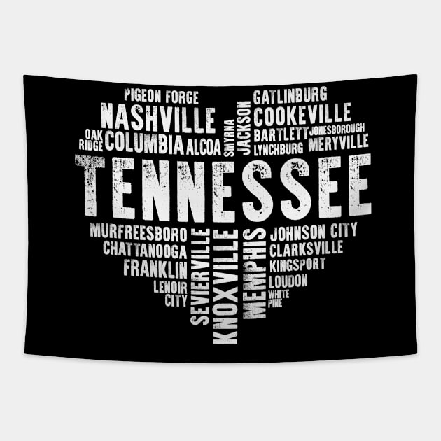 Tennessee Heart Love Knoxville Nashville Memphis Cookeville Gatlinburg Loudon Chattanooga Kingsport Johnson City Tapestry by BoogieCreates