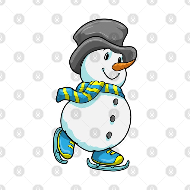 Snowman at Ice skating with Scarf & Hat by Markus Schnabel