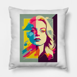 Modern woman in pop-art style portait Pillow