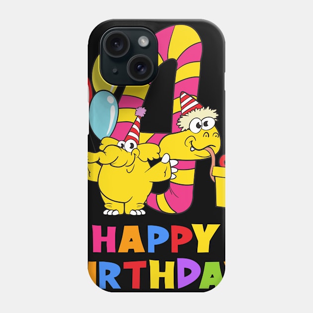 4th Birthday Party 4 Year Old Four Years Phone Case by KidsBirthdayPartyShirts